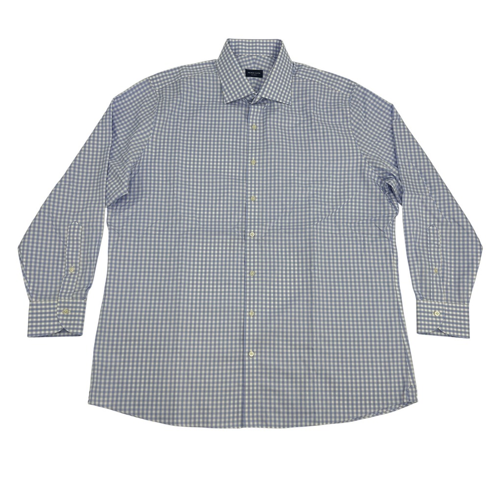 Proper Cloth Dress Shirt‎ Men's 18 35 Blue White Gingham Slim Fit